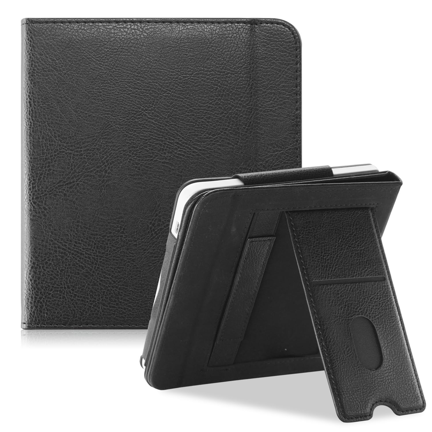 DINGGUAGUA Case for Kobo Libra Colour (2024) 7 inch/Kobo Libra2 (2021) eReader-Premium PU Leather with Hand Strap Foldable stands Cover Auto Sleep/Wake,Black