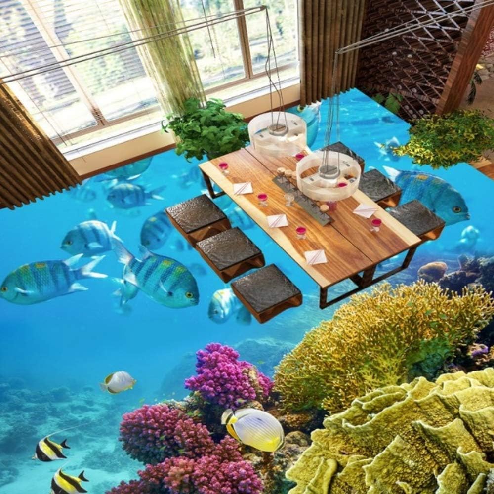 Amazon Co Jp Wxmca 審美的な熱帯魚サンゴトイレバスルーム寝室3dステレオフロアステッカー壁紙壁画 1x100cm Diy 工具 ガーデン