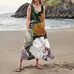 Sundresses for Women Sleeveless Casual Round Neck