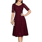 Dressystar Women's Short Sleeve Lace Wedding Guest Dress V Neck A Line Formal Cocktail Evening Party Dresses 2025
