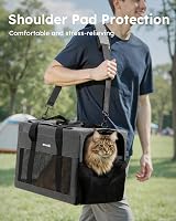 Pecute Cat Carrier XL Extra Stable Handbag with Safety Belt Breathable Mesh for view 6