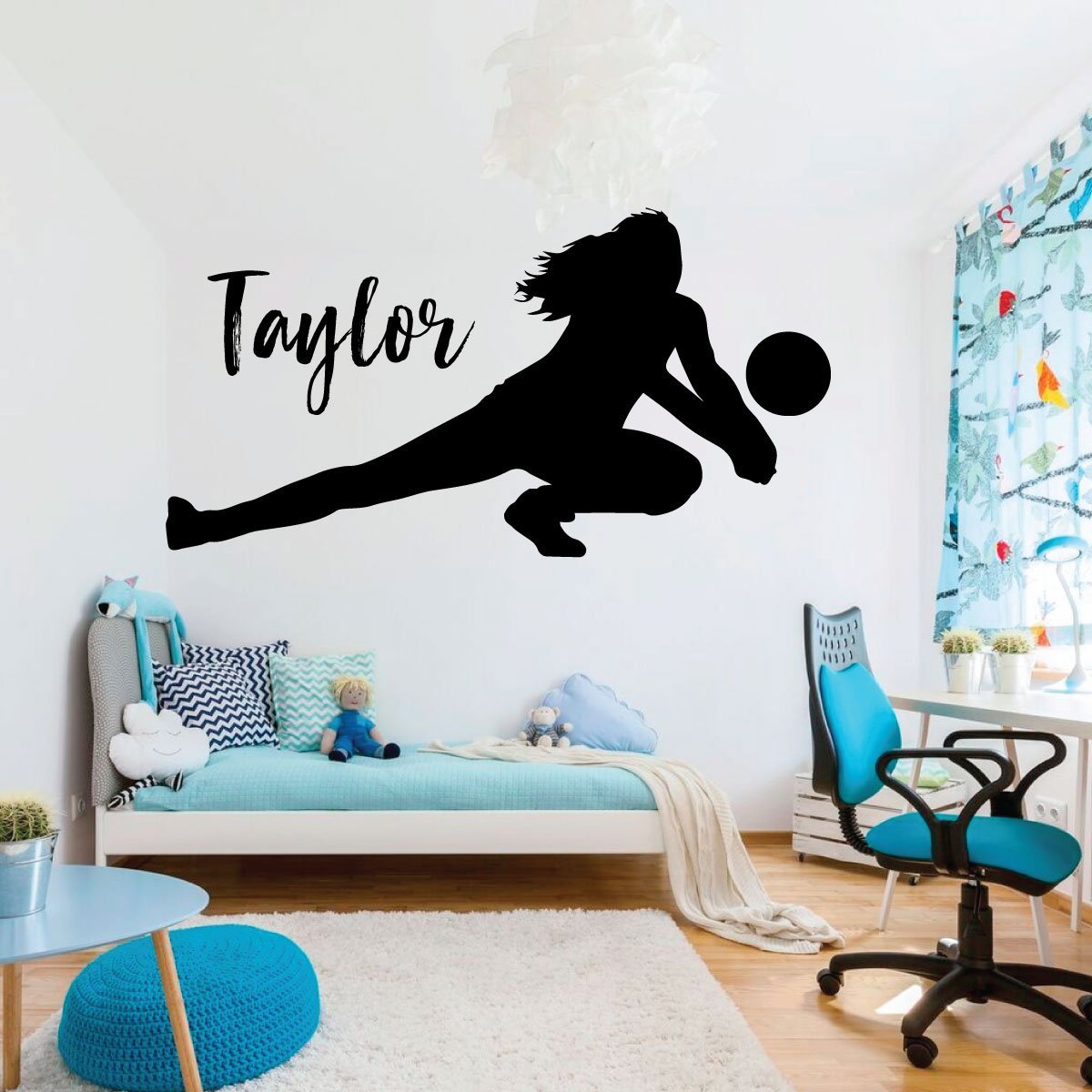 Volleyball Wall Decal - Personalized Vinyl Decor For Girl's Bedroom or Playroom - Sports Decorations