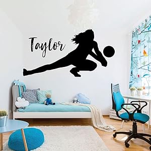 Volleyball Wall Decal - Personalized Vinyl Decor For Girl's Bedroom or Playroom - Sports Decorations