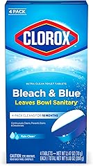 Clorox Ultra Clean Toilet Tablets Bleach & Blue, Rain Clean, 4 Ct (Package May Vary)