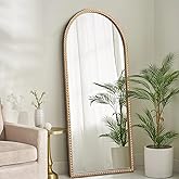 DAOYIJIAJU Gold Arched Mirror, 22"x47" Arch Vanity Mirrors for Bathroom, Decorative Accent Mirror with Metal Beaded Frame, Large Vintage Mirrors for Fireplace Bedroom Entryway Hallway Living Room