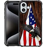 DJSOK Case for iPhone 16,Luxury Pattern Design Shockproof Rugged Cover,Cases for Man Woman-Eagle American Flag