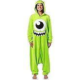Mike Wazowski Union Suit Disney Monsters Inc Hooded Kigurumi Adult Fleece Costume One Piece Pajama for Men and Women