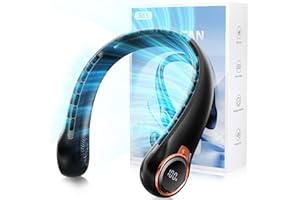 ZHZW Portable Neck Fan with 6000mAh USB - Rechargeable Battery, Ultra-Light Bladeless Neck Fan LED Display, 360° Cooling Wear