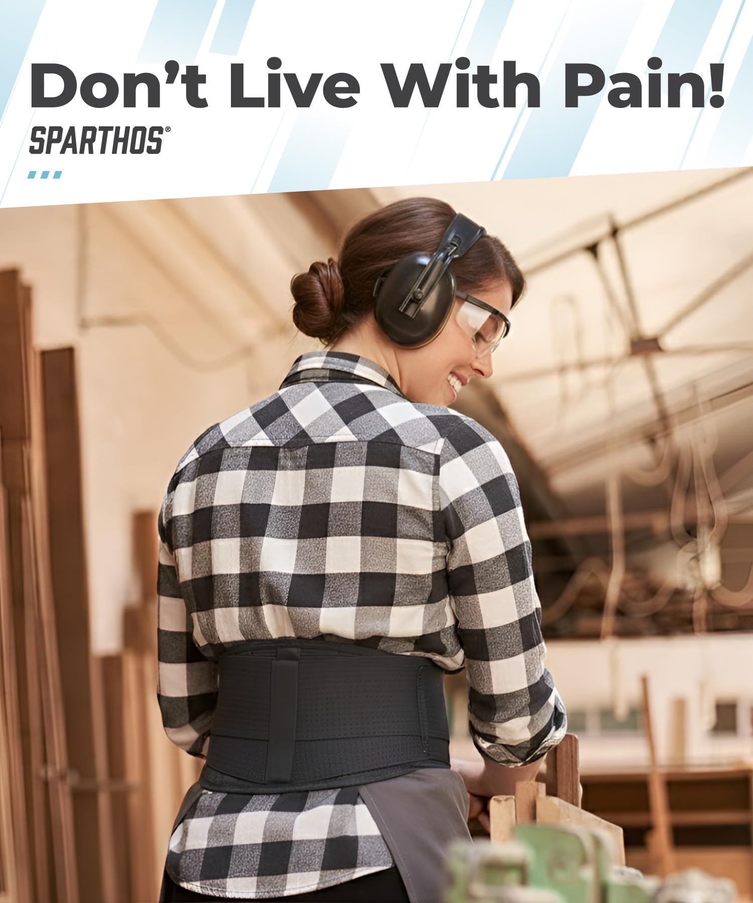 Sparthos Back Brace for Lower Back Pain - Immediate Relief from Sciatica, Herniated Disc, Scoliosis - Breathable Design With Lumbar Support Pad - For Home & Lifting At Work, For Men & Women - Medium