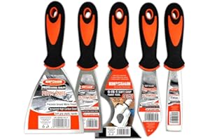 Kingorigin Putty Knife Set, 5 Piece Stainless Steel Paint Scraper (1" 1.5" 2" 3" 4"), Multi-use Scraper Tool, Spackle Knife for Applying Putty, Filling Gaps, Scraping Away Old Paint or Caulk