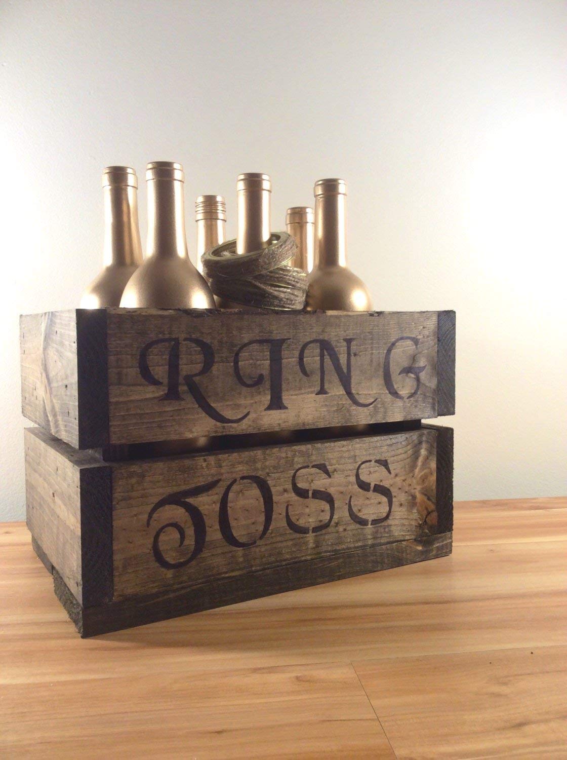 Wedding Ring Toss Game, Recycled Wine Bottles With Box