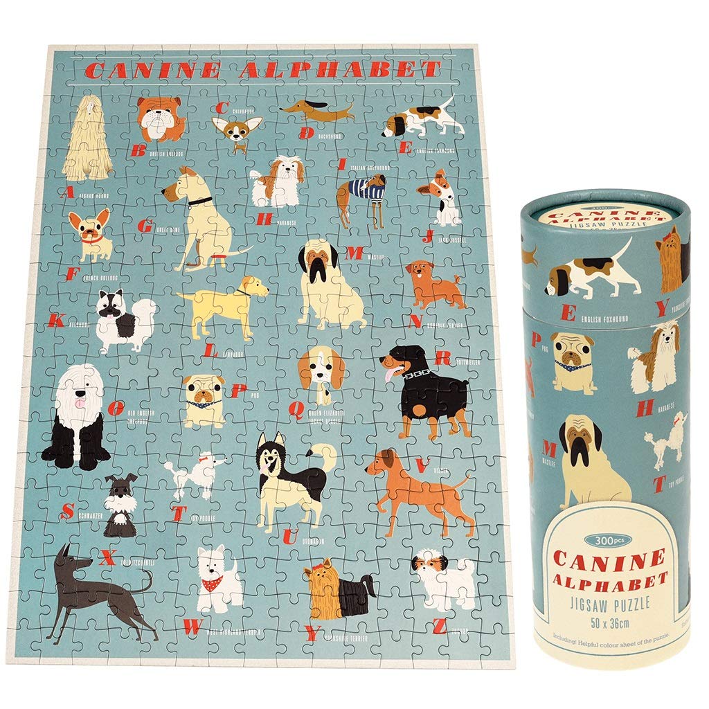Rex London Puzzle In A Tube (300 pieces) - Choice of Design (Canine Alphabet)