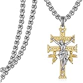 Zoxuxiwu Cruz De Caravaca Necklace S925 Sterling Silver Caravaca Cross Pendant Necklace Religious Jewelry Gifts for Men Women