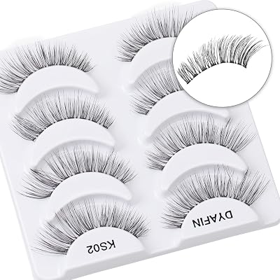 Dyafin Handmade 3D False Eyelashes C Curl Clear Band Natural Wispy 4 Pairs