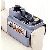 Sofa Armrest Storage Tray with Spill-Proof and Non-Slip Side Pockets for Holding Mobile Phones，TV Remote Controls，Cups and Pe