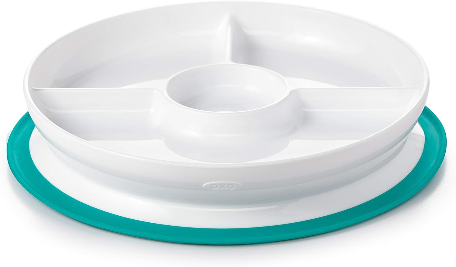OXO Tot Stick & Stay Stay Put Suction Divided Plate - Teal