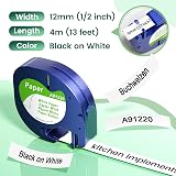 MarkField 12mm x 4m White Paper Label Tapes for Dymo LetraTag 5 Pack view 2