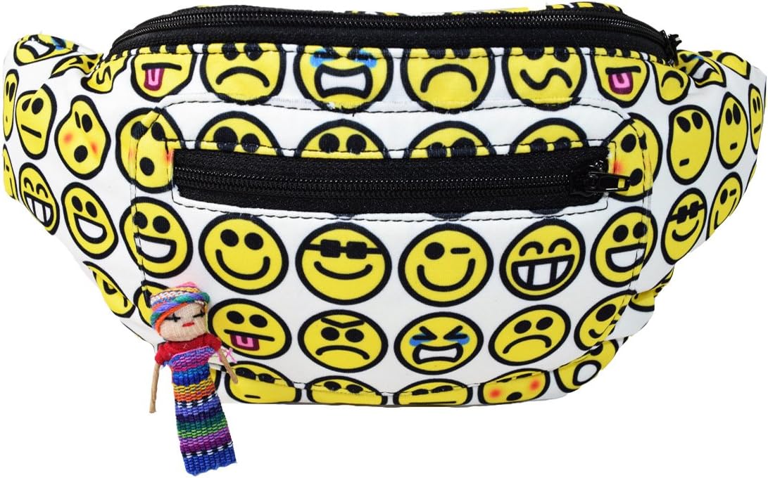 Emoji Party Fun in The Buns Fanny Pack, Boho Chic Handmade w/Hidden Pocket