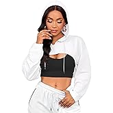 LovelyWholesale Women Cropped Hoodie Zip Up Long Sleeve Crop Top Sweatshirts