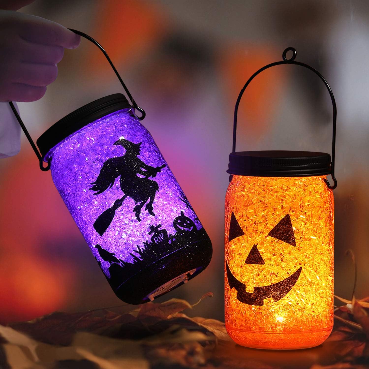 OUSFOT Laterne für Halloween Kinder Innen Außen Halloween Deko 2 Stück