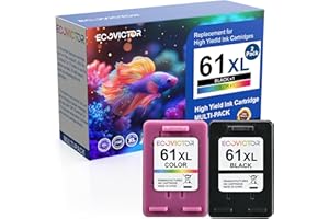 Eco Victor 61XL Ink Cartridge Replacement for HP 61 XL (Black Color Combo Pack) for HP61 HP61XL for 4500 5530 4630 2540 4502 2542 4635 5535 4501 3050 2541 3510 2620 2514 3512 1000 1010 1510 Printers