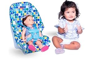 Joovy Toy Booster Seat & Functional Doll Car Seat Featuring Crash-Tested Latch System for Safety, Machine-Washable Cover for Easy Cleaning, and Five-Point Harness - Fits Dolls 12” to 22”, Blue