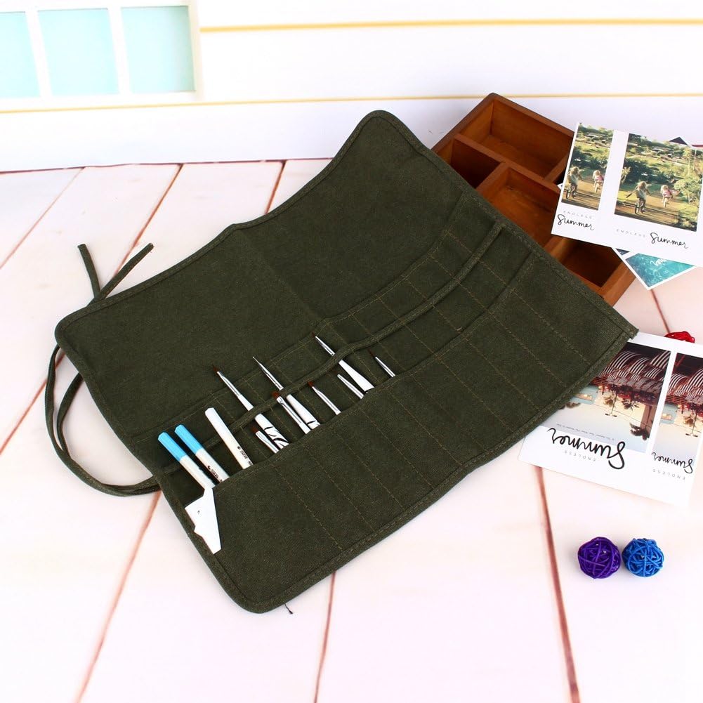 Oumefar Paint Brush Holder ,22 Slots Paint Brush Storage for Acrylic Oil Watercolor Gouache Artist Paint Brush Roll Canvas Pouch for Artist Pen Brush - Image 4