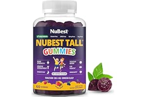 NuBest Tall Gummies for Kids Age 2+ & Teens | Bone Strength, Immunity, Digestive Health with Calcium, Vitamin D3, K2, B Complex, Magnesium, Zinc | 20+ Vitamins Berries Gummies, No Added Sugar