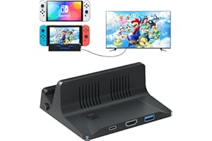 SIKROFEGEN Switch Dock,4K60Hz HDMI 2.0 TV Docking Station for Switch/Switch OLED,Replacement for Official Switch Base with HDMI and USB 3.0 Port