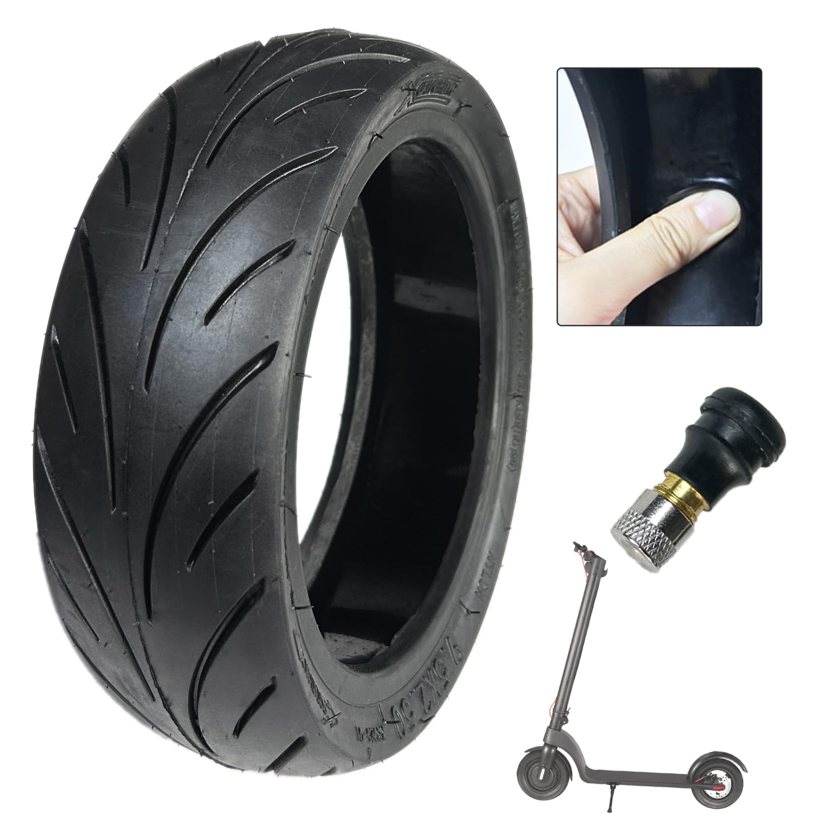 Photo 1 of 9.5x2.50 Scooter Tires, 9.5 Inch Tubeless Tire, Front Rear Wheel Replacement Scooter Tire, Self Repairing with Valve for NIU KQi3/Pro/Max Electric Scooter Accessories, Non-Slip, Shockproof (1 Pack)