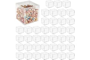 CDOKY 40 Pcs Acrylic Boxes - Clear Small Square Display Boxes, 2.2 x 2.2 x 2.2 in, With Lids for Candy, Pill, Earring, Jewelry, Tiny Beads