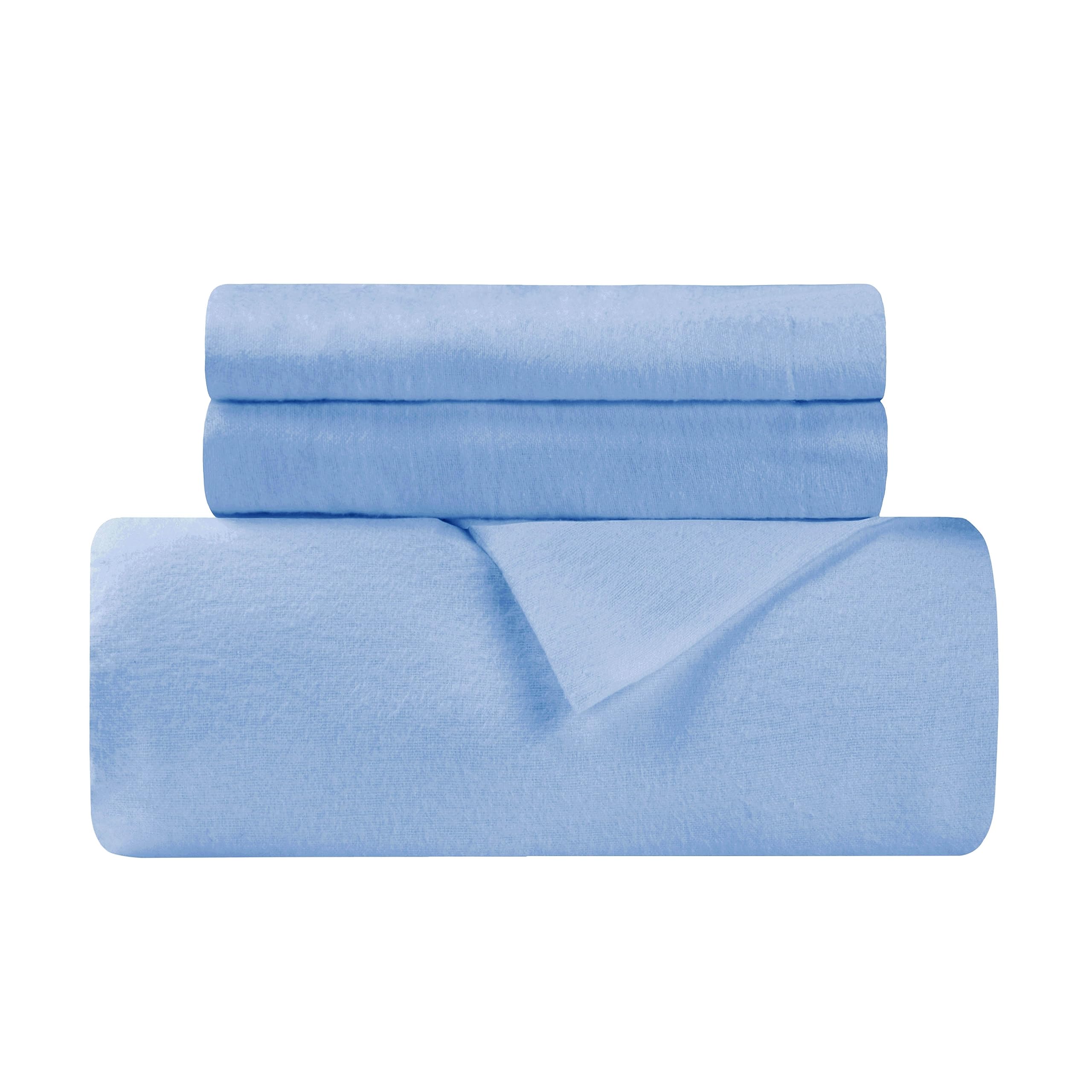 Photo 1 of Superior Extra Soft All Season 100% Brushed Cotton Flannel Solid Bedding Duvet Cover Set - Light Blue, Twin Size