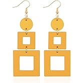 KINIVA Leather Dangle Earrings for Women Trendy, Lightweight Leaf Circle Lightning Earrings Drop, Jewelry Gifts for Women