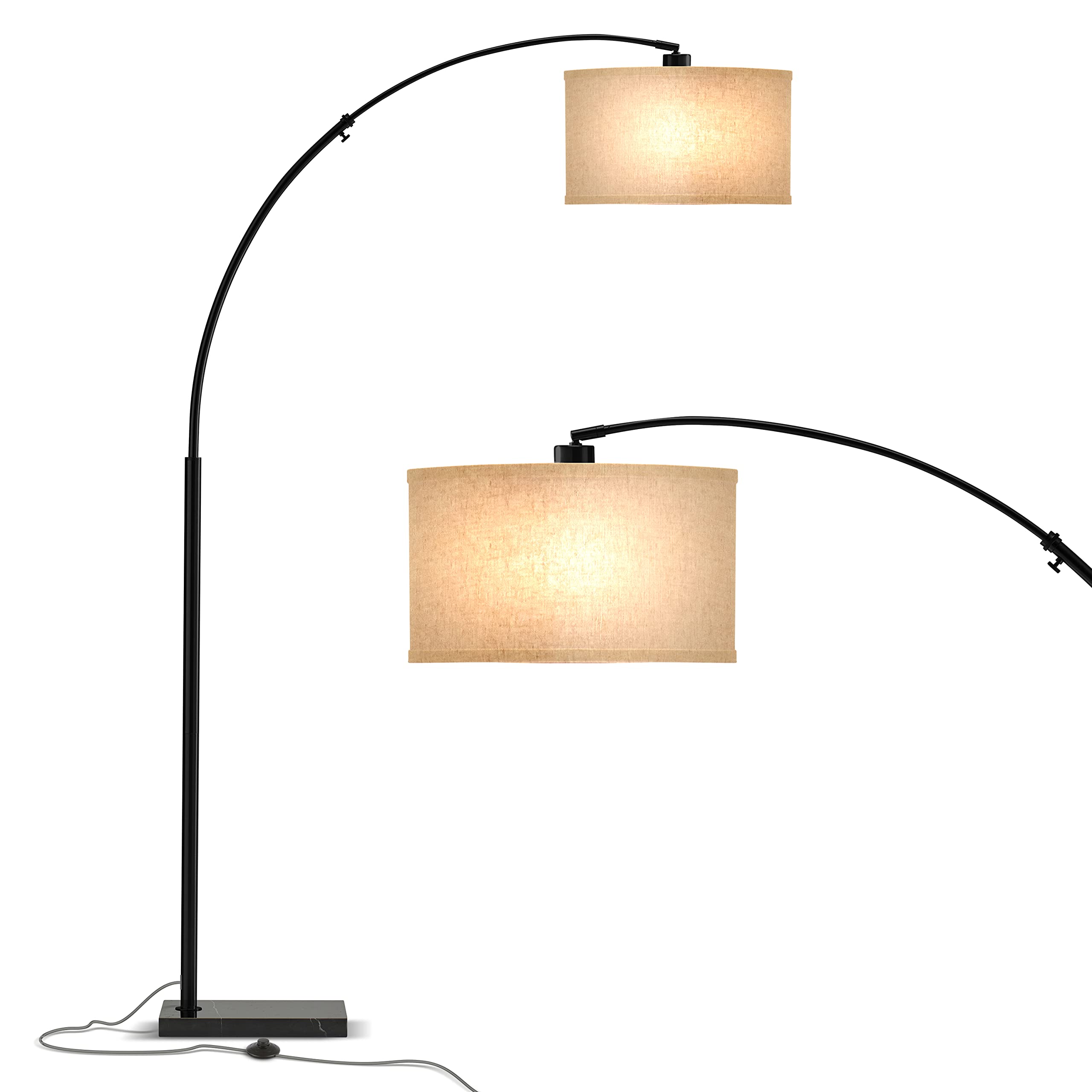 Photo 1 of Brightech Logan Arc Floor Lamp, Bright Standing Lamp for Living Rooms, Offices & Bedrooms, Modern Living Room Décor, Tall Hanging Floor Lamp for Reading and More – Black