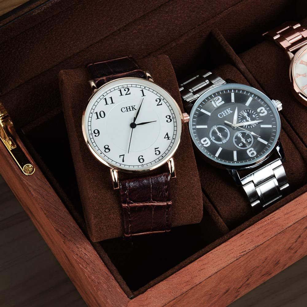 Wooden Paint Watch Box-6 Wide Watch Slots Vintage Watch Box Wooden Watch Box, Metal Buckle Watch Case for Men's Jewelry Flower Pear: Home Improvement