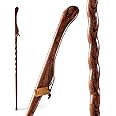 Brazos Handcrafted Wood Walking Stick, Twisted Oak, Hitchhiker Style Handle, for Men & Women, Made in the USA, Red, 55"