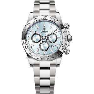 MASTOP Pagani Design Automatic Mechanical Watch for Men, Stainless Steel Wristwatch with Calendar&24H&Week&Mouth, Mineral Gla