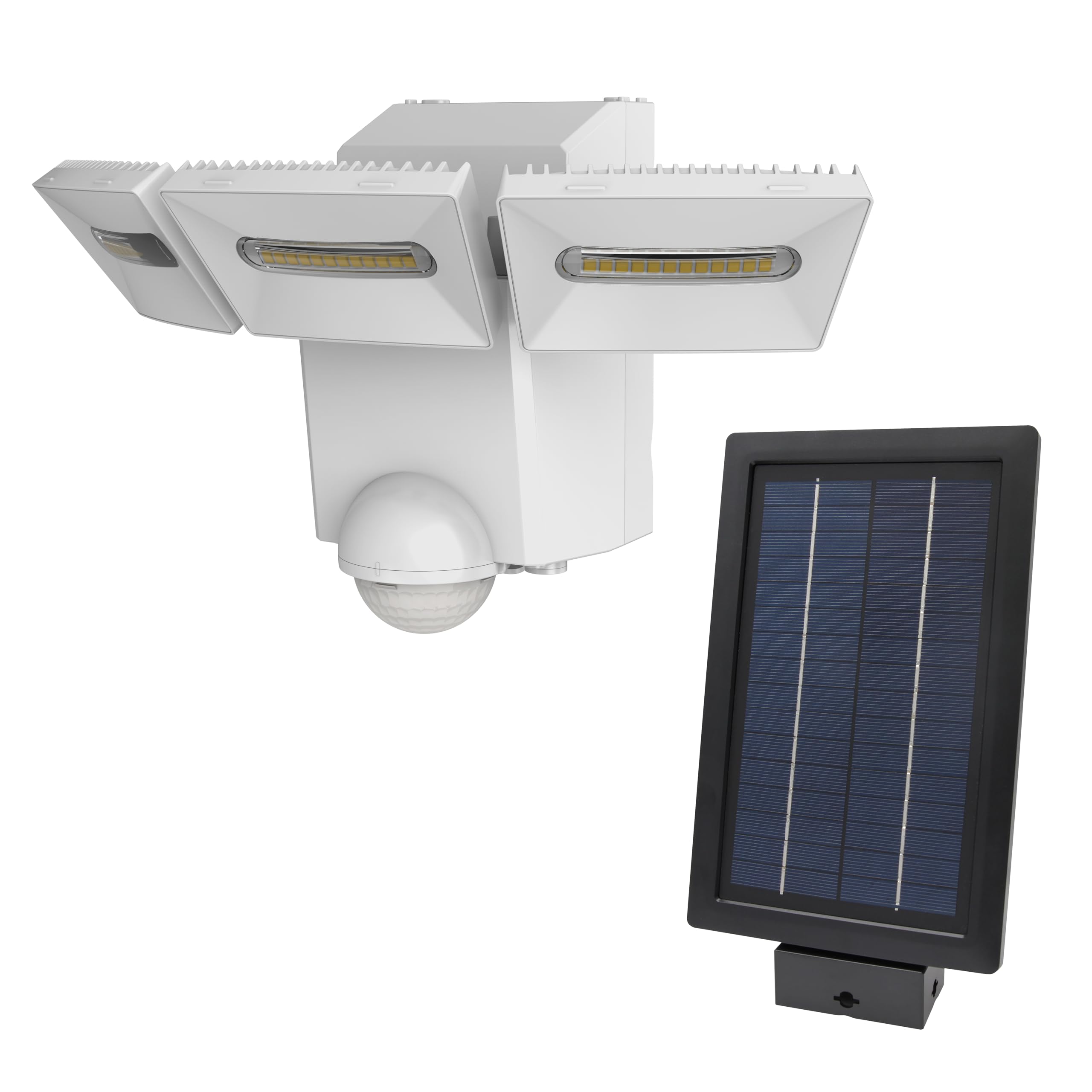 White IQ Triple Spot PIR Solar Powered Security Light - Outdoor Security Wall Light - Exterior Solar Powered PIR Motion Sensor - 2100 Lumen LED Triple Spot (Single), LS1921-WH