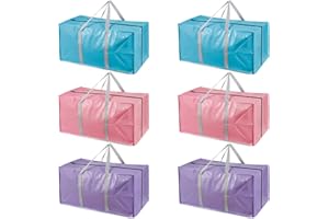 LETUSTO Heavy Duty Extra Large Moving Bags with Extra Long Handles -Includes Backpack Straps - Easy Storage For Space Saving (Mixed Color-6 Bag)