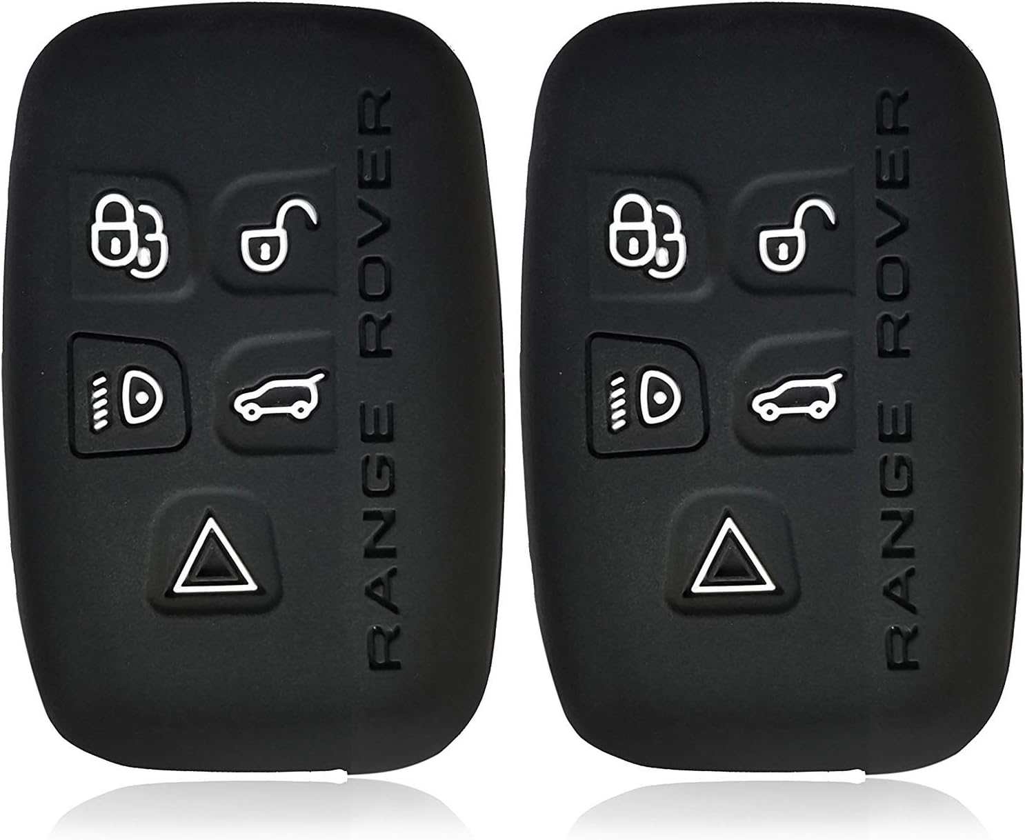 Massimiliano Incas 2pcs Dobrev 5 Buttons Silicone Smart Key Case Rubber Cover Skin Fob Holder for Land Rover Range Rover Evoque Sport Vogue Discovery Freelander Remote Key (Black and Black)