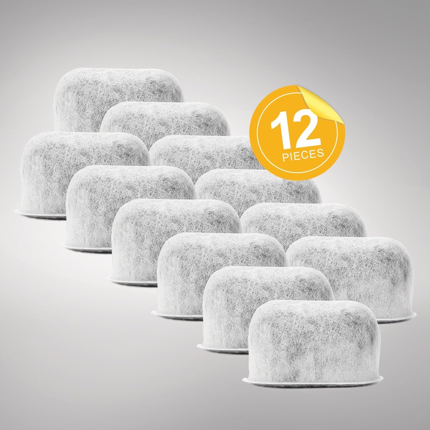 BRENSTEN Pack of 12 Replacement Charcoal Water Filters for Keurig Brewers - Keurig Compatible Water Filter Cartridges Universal Fit (NOT CUISINART) for Keurig 2.0 & 1.0 Coffee Makers