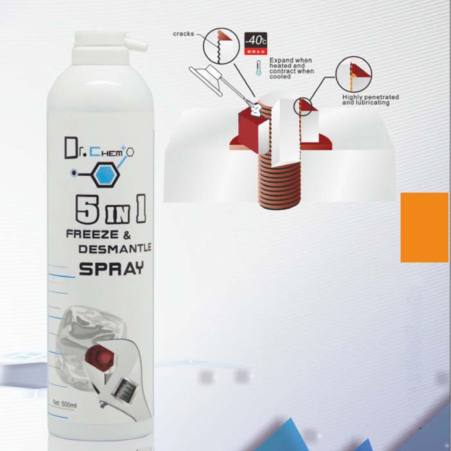 Multipurpose Cool Freeze Spray - Penetrating Cooling Release Spray for Rusted Nuts, Bolts, Valves, C Joints - Chill Penetrant Lubricant Aerosol Sprayer Can for Stuck Screws, Rivets, Fastenings -