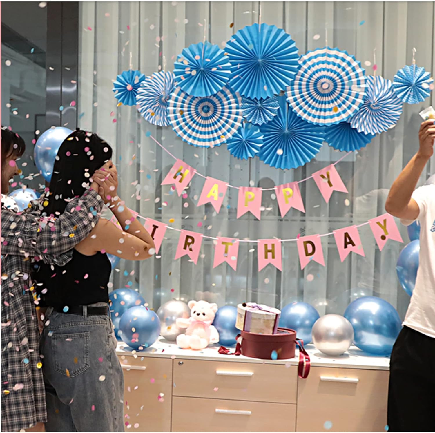 Jarcgoer Paper Fan Flower，6pcs/Set Paper Fans Set Hanging Pinwheels Fan DIY Paper Craft for Wedding Birthday Christmas Party Decoration Hanging Paper Fan Flower Decoration (Orange): Home & Kitchen