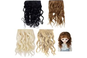PH PandaHall 4 Colors Doll Hair Wig Long Curly Wig Mohair Hair Wefts Faux Hair Extensions Fake Dolls Hair Figurine Wigs for D