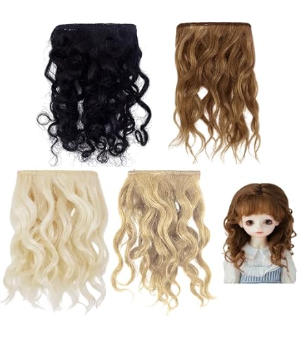 Perruque Mohair Bouclée 23 Cm Pour Poupées - Extensions Cheveux Figurines Noires Artisanat