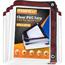 Clear Vinyl Tarp 7x9 FT - Heavy Duty Waterproof Plastic Sheeting For Greenhouse, Plant Cover, Outdoor Protection