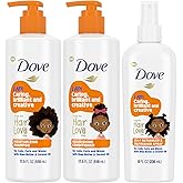 Dove Kids Shampoo & Conditioner Set with Shea Butter & Coconut Oil + 2-in-1 Detangler Spray, “Hair Love” Wavy, Coily, Curly Hair Products for Kids