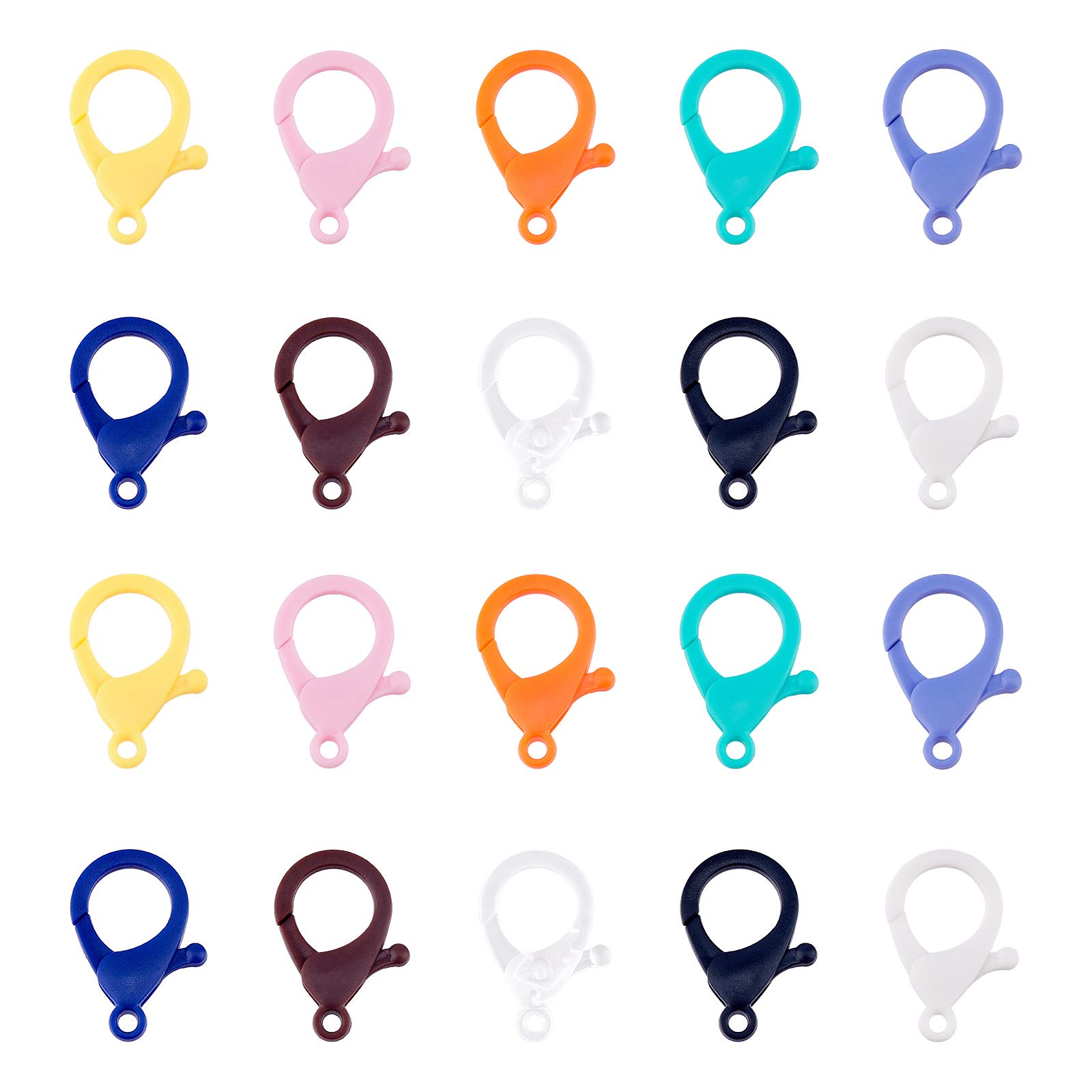 SUPERFINDINGS 100pcs 10 Colors Plastic Lobster Claw Clasps 35x24.5x6mm Plastic Lobster Clasp Keyring for Jewellery Making