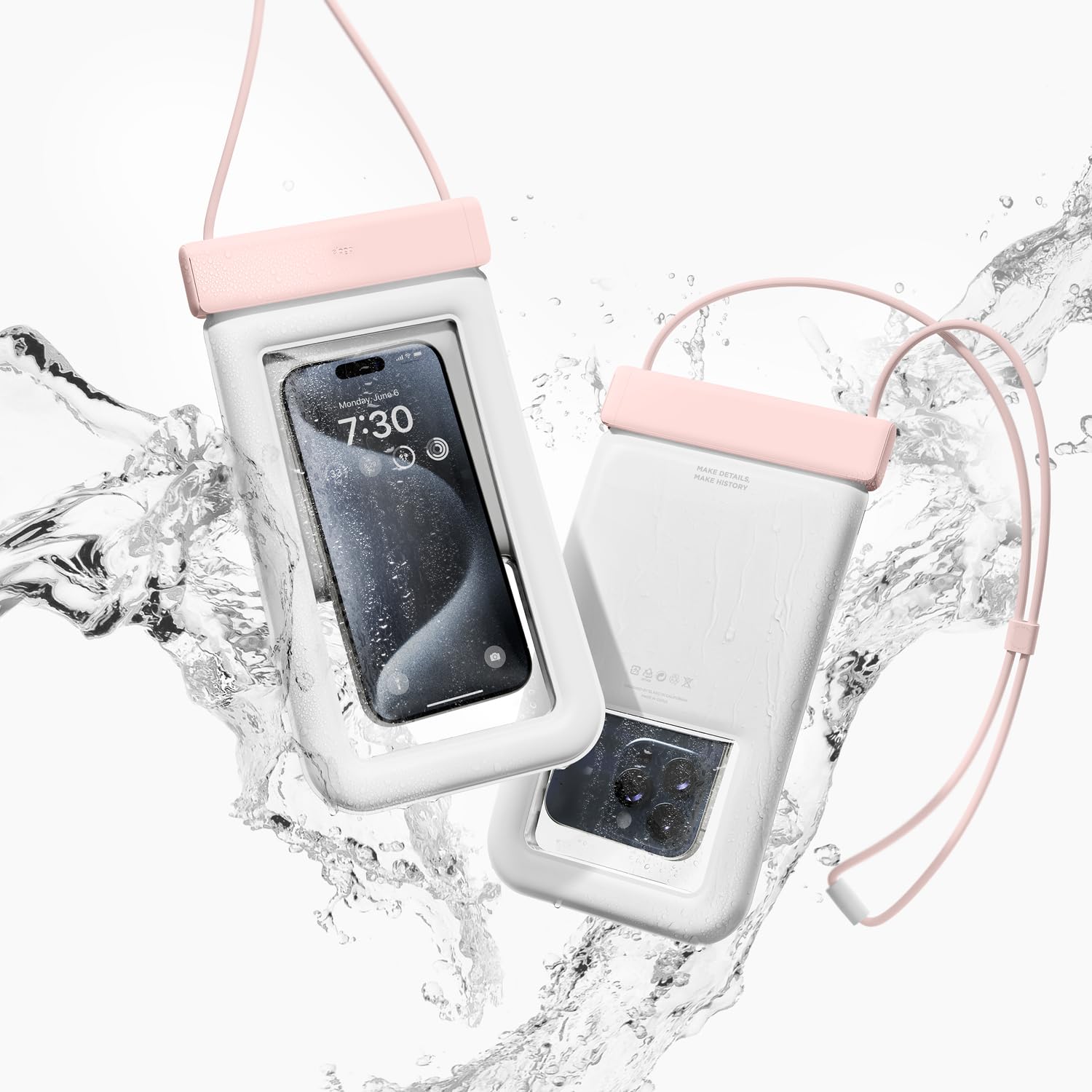 elago Waterproof Phone Pouch for iPhone 17/16/15/14/13/12/11 Series, Galaxy S26/S25/S24/S23/S22/S21 Series - Underwater Screen Touchable Dry Bag, Dual Zipper Lock, With Card Pocket (Lovely Pink)
