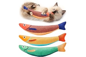 Floopstyle Cat Toys, 3 Pack Saury Fish with Catnip and Crinkle Sound, Soft Interactive Kitten Kicker, 9.4 Inches, Green